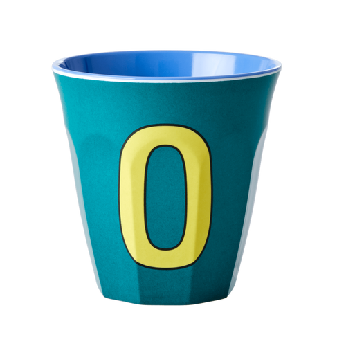 Melamine Cup - Medium with Alphabet in Bluish Colors | Letter O