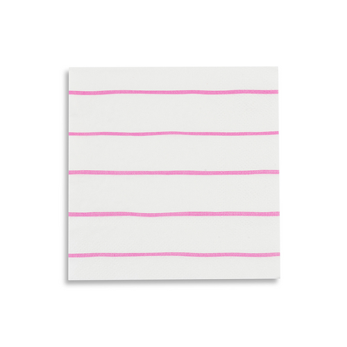 Cerise Frenchie Striped Petite Napkins, Pack of 16