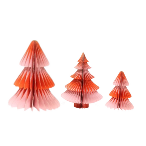 Pink & Red Christmas Tree Honeycomb Set