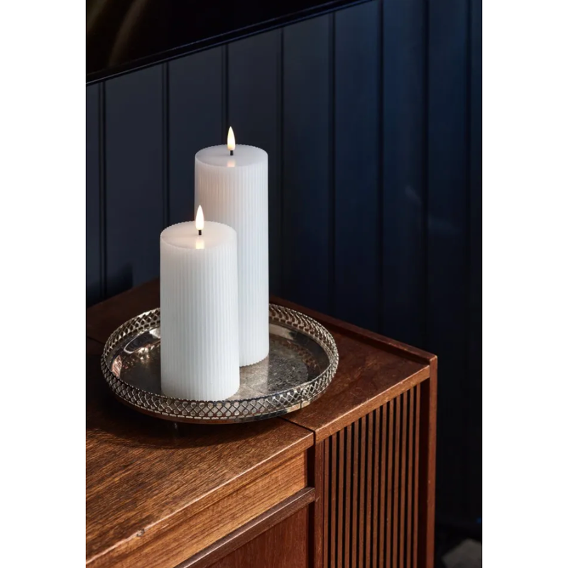 Ribbed Pillar Candles, Set of 3