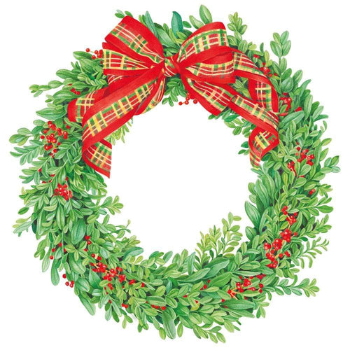 Boxwood and Berries Wreath Die-Cut Placemat - 1 Per Package