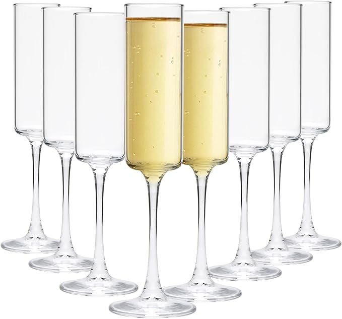 Modern Champagne Flutes, Set of 8