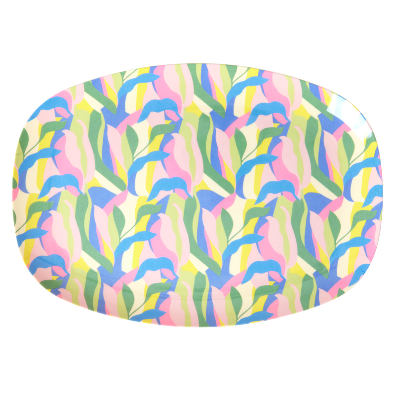 Medium Melamine Rectangular Plate - Blue - Jungle Fever Print