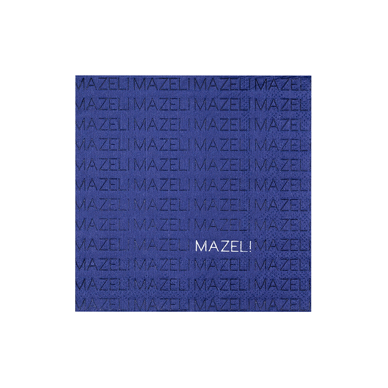 Navy "Mazel" Cocktail Napkins, Set of 20