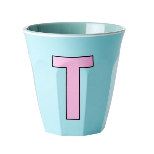 Melamine Cup - Medium with Alphabet in Pinkish Colors | Letter T