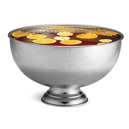 Hammered Pedestal Punch Bowl