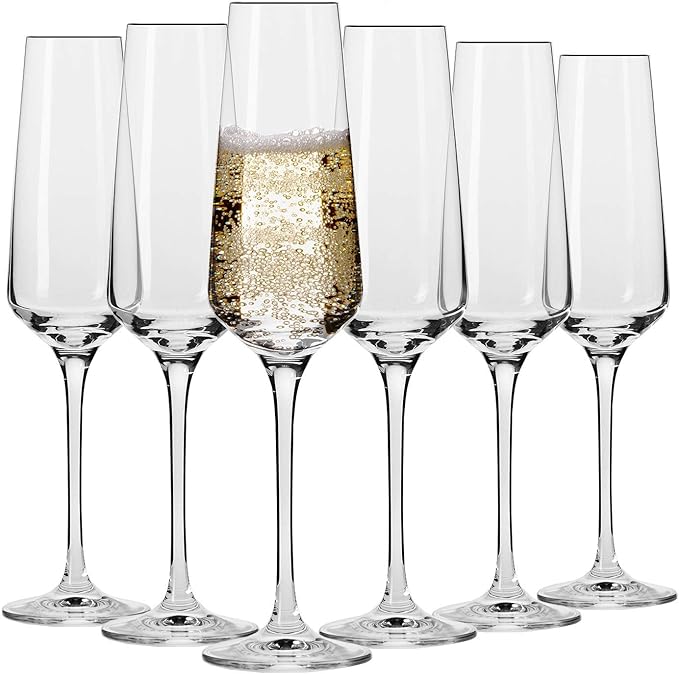 KROSNO Crystal Champagne Flutes, Set of 6