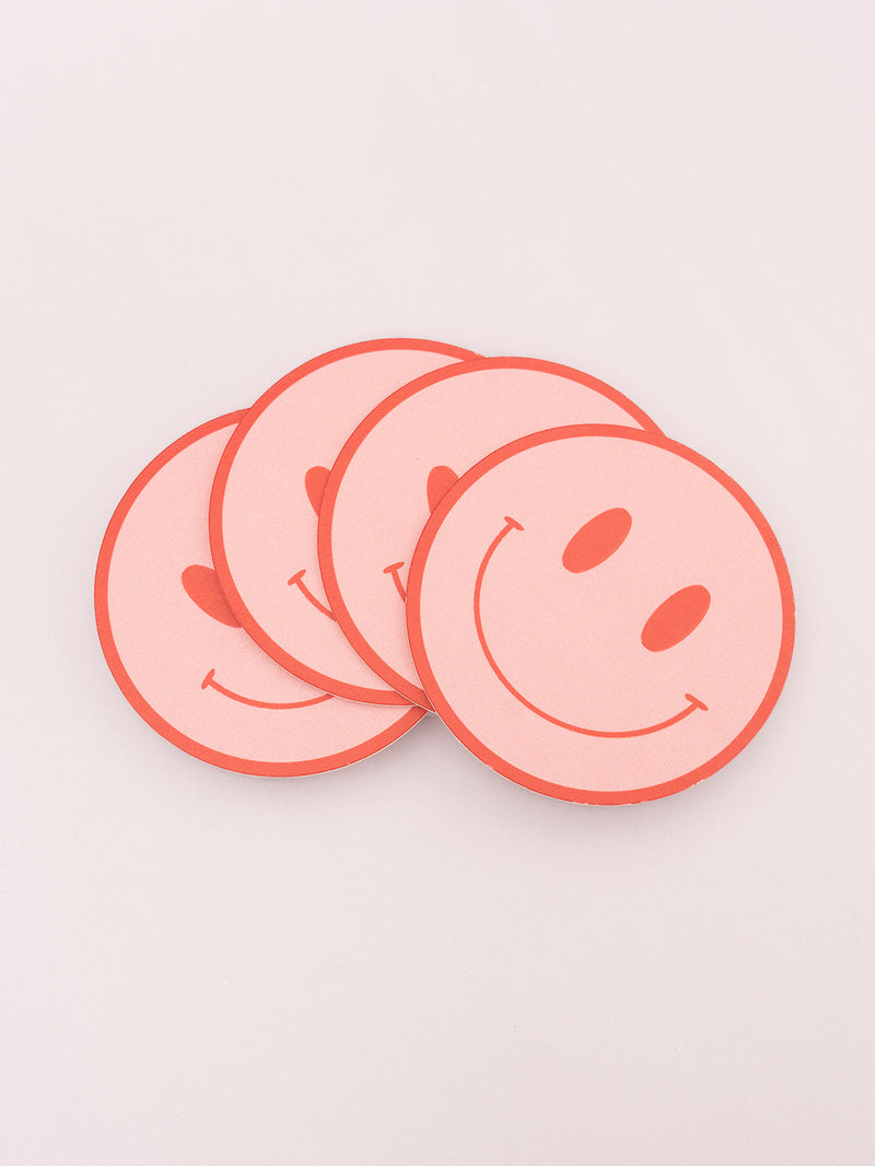 Peach and Tomato Smile Coasters, Set of 4