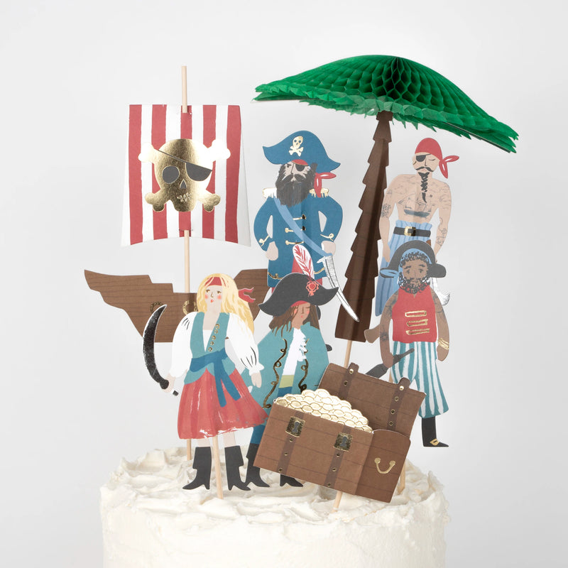 Pirates & Palm Tree Cake Toppers, Pack of 7 