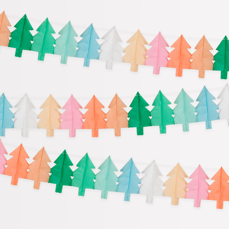 Tissue Paper Christmas Tree Garland