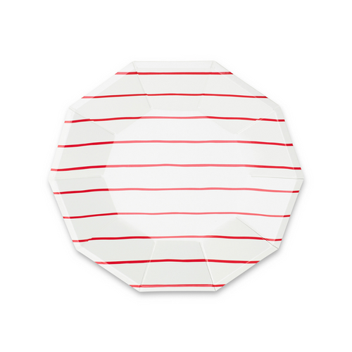 Candy Apple Frenchie Striped Small Plates, Pack of 8
