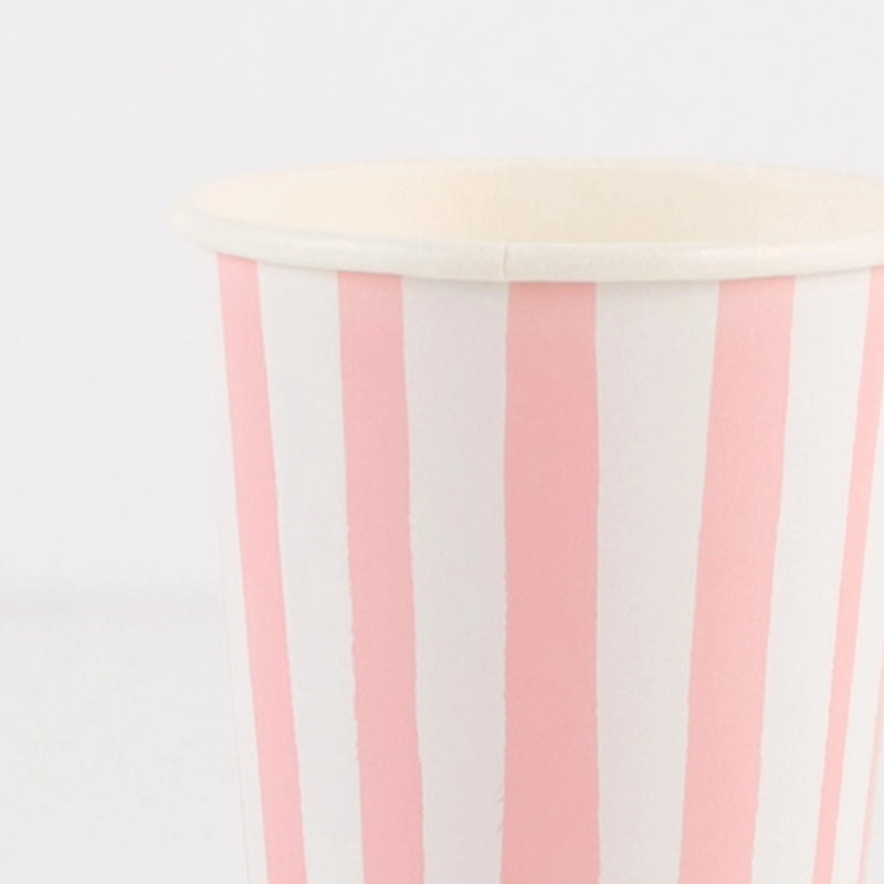 Pink Stripe Cups, Pack of 8