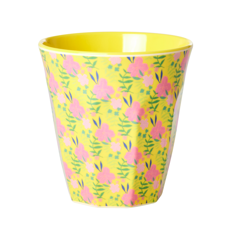 Medium Melamine Cup - Yellow - Sunny Days Print