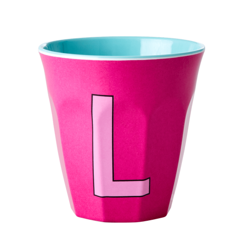 Melamine Cup - Medium with Alphabet in Pinkish Colors | Letter L