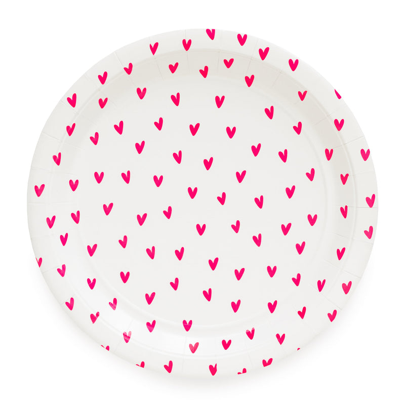 Neon Heart Small Paper Plates, Set of 8