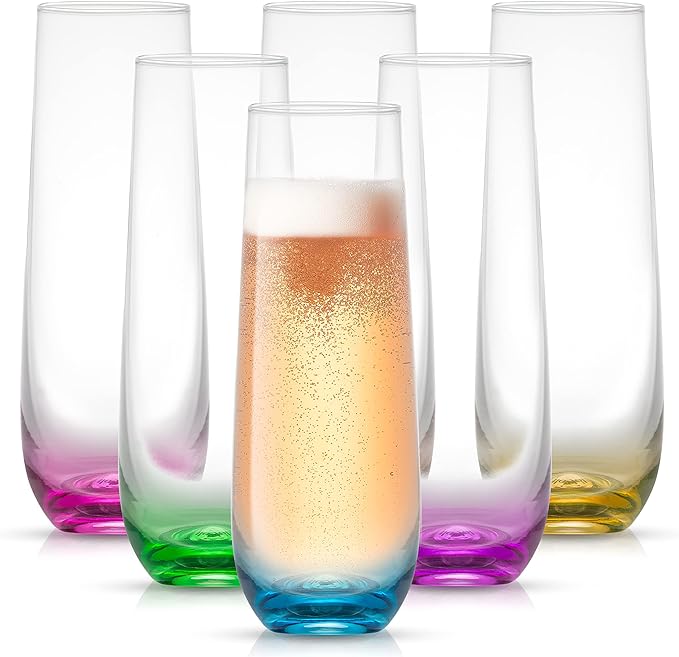 HUE Stemless Champagne Flutes, Set of 6