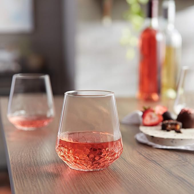 Hammered Base All-Purpose Stemless Wine Glass