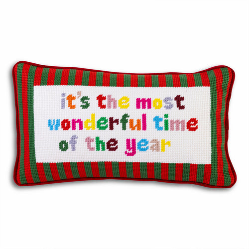 Most Wonderful Time Needlepoint Pillow