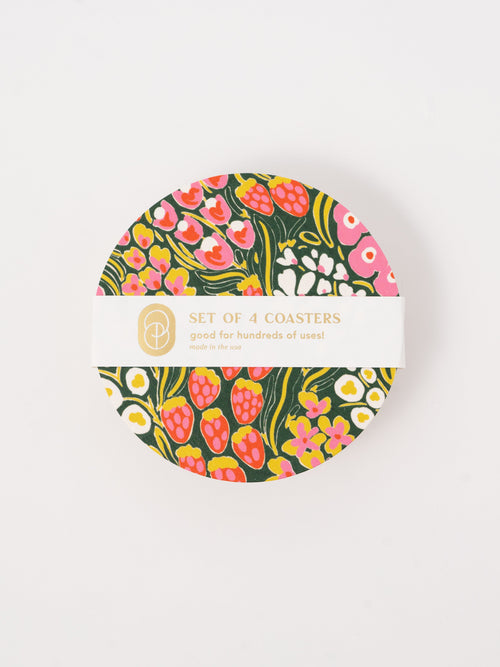 Strawberry Flower Coaster, Set of 4