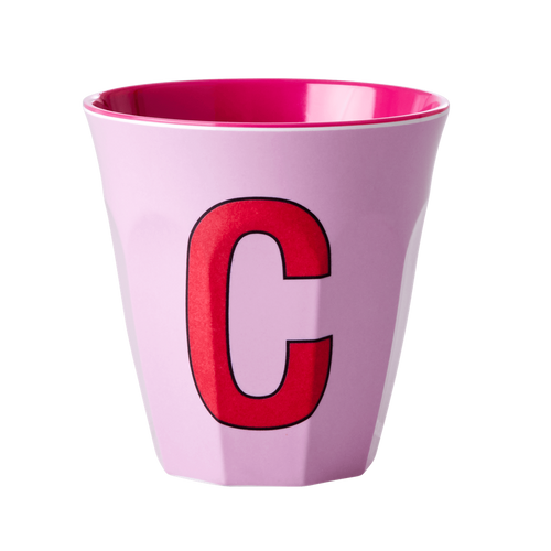 Melamine Cup - Medium with Alphabet in Pinkish Colors | Letter C