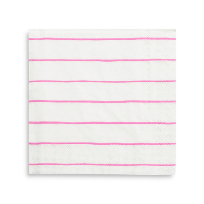 Cerise Frenchie Striped Large Napkins, Pack of 16