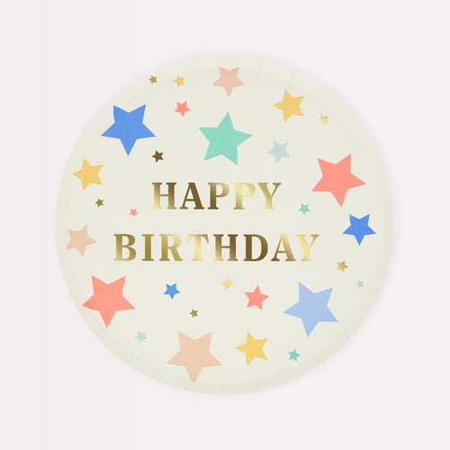 Happy Birthday Stars Side Plates, Pack of 8