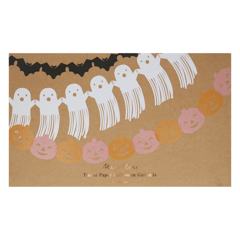 Tissue Paper Halloween Garlands, Pack of 3