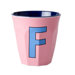 Melamine Cup - Medium with Alphabet in Bluish Colors | Letter F