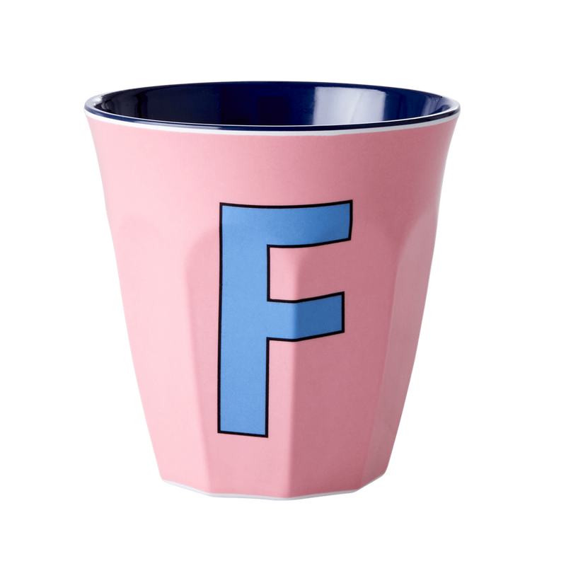 Melamine Cup - Medium with Alphabet in Bluish Colors | Letter F