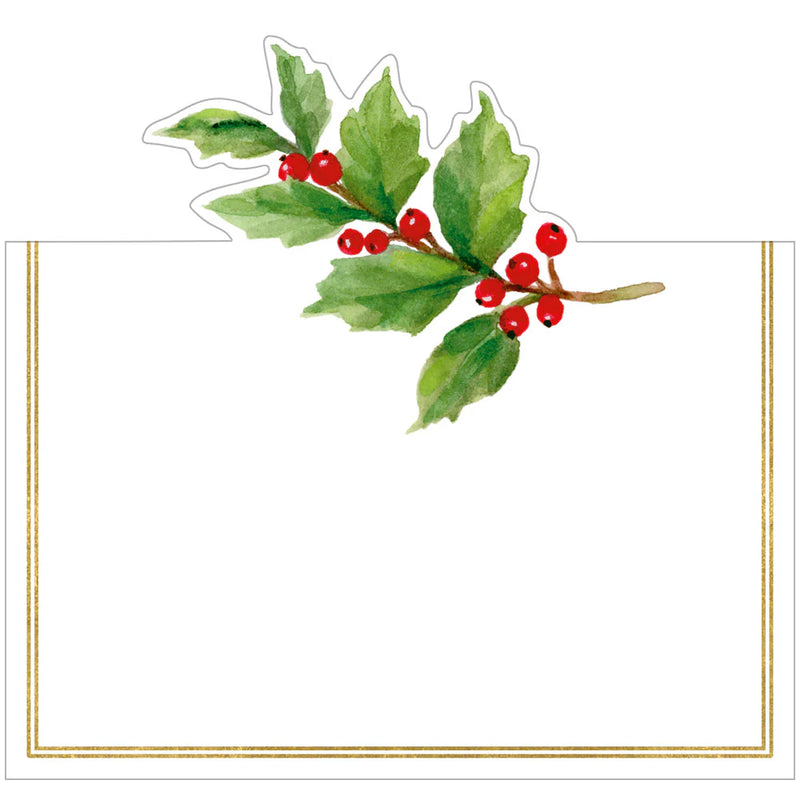 Holly Sprig Foil Place Cards - 8 Per Package