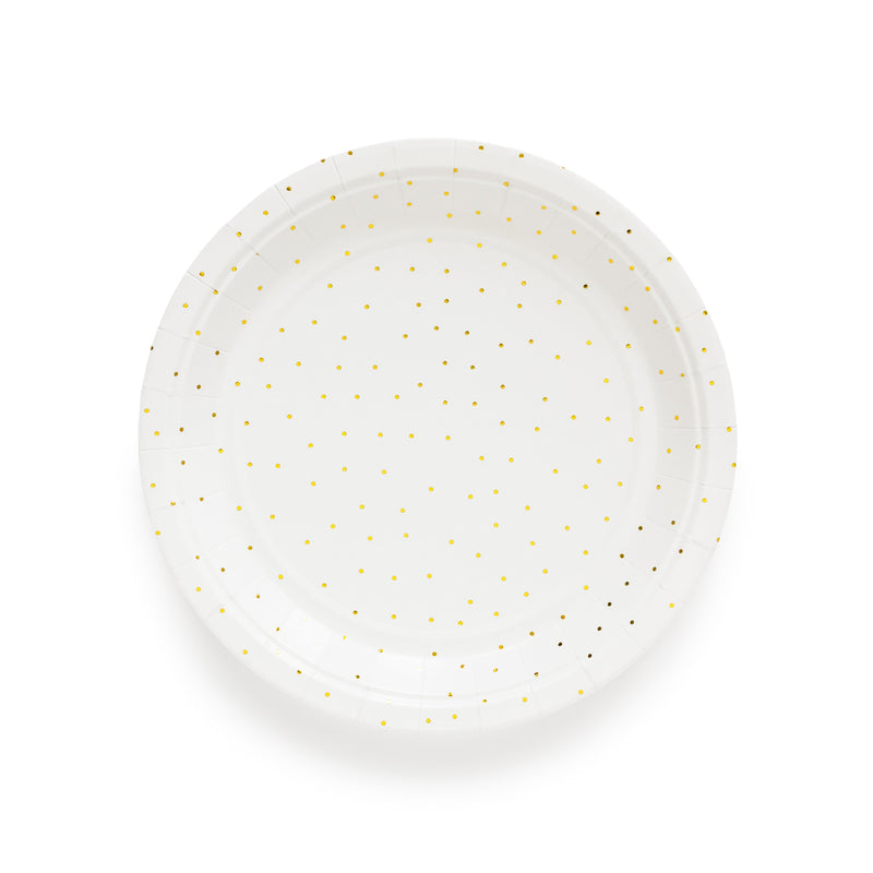 Gold Dot Small Paper Plates, Set of 8