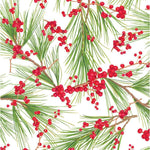 Berries and Pine Gift Wrapping Paper in White - 30" x 8' Roll