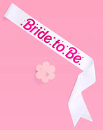 Let's Go Bride Sash - White Silk + Pink Foil