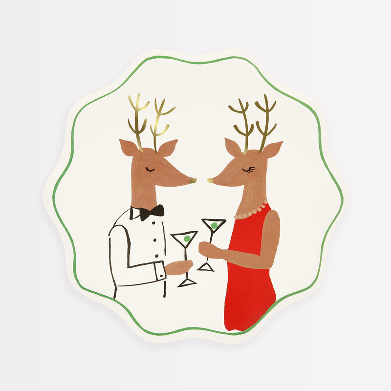 Mr & Mrs Reindeer Side Plates, Pack of 8