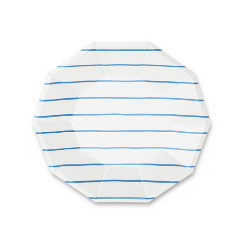 Cobalt Frenchie Striped Small Plates, Pack of 8