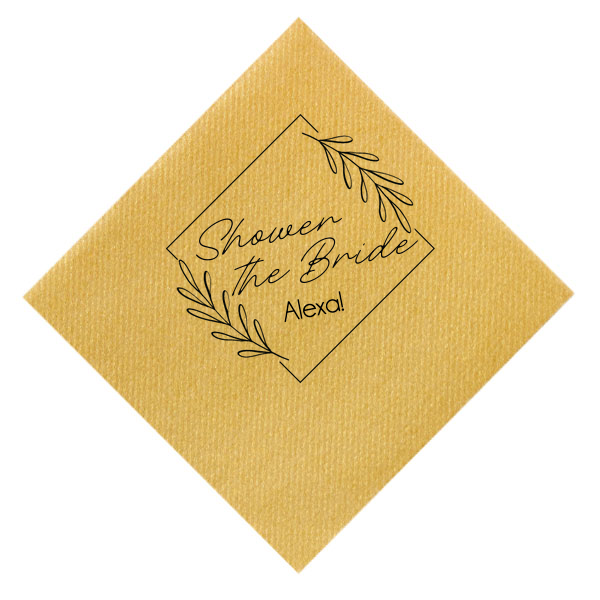 Floral Border Custom Napkin, Black Foil