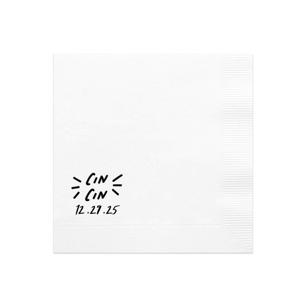 Pasta Party 'Cin Cin' Napkin, Black Foil