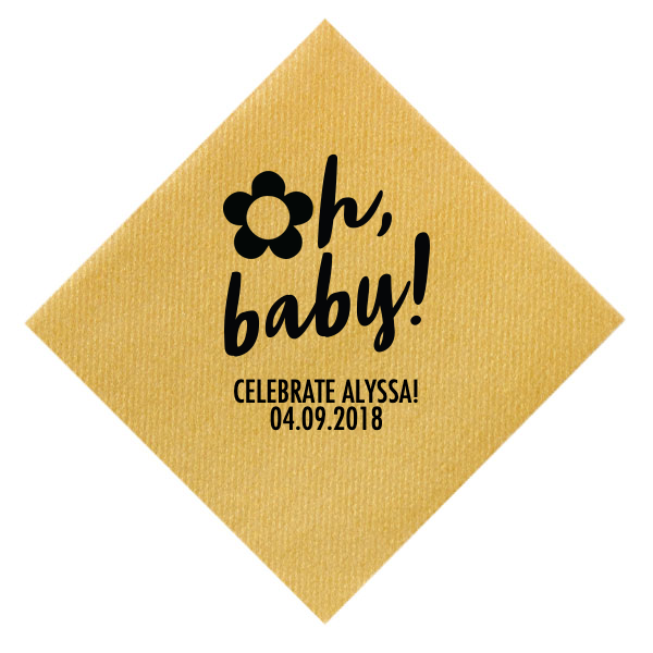 Personalized Oh Baby! Napkin, Black Foil