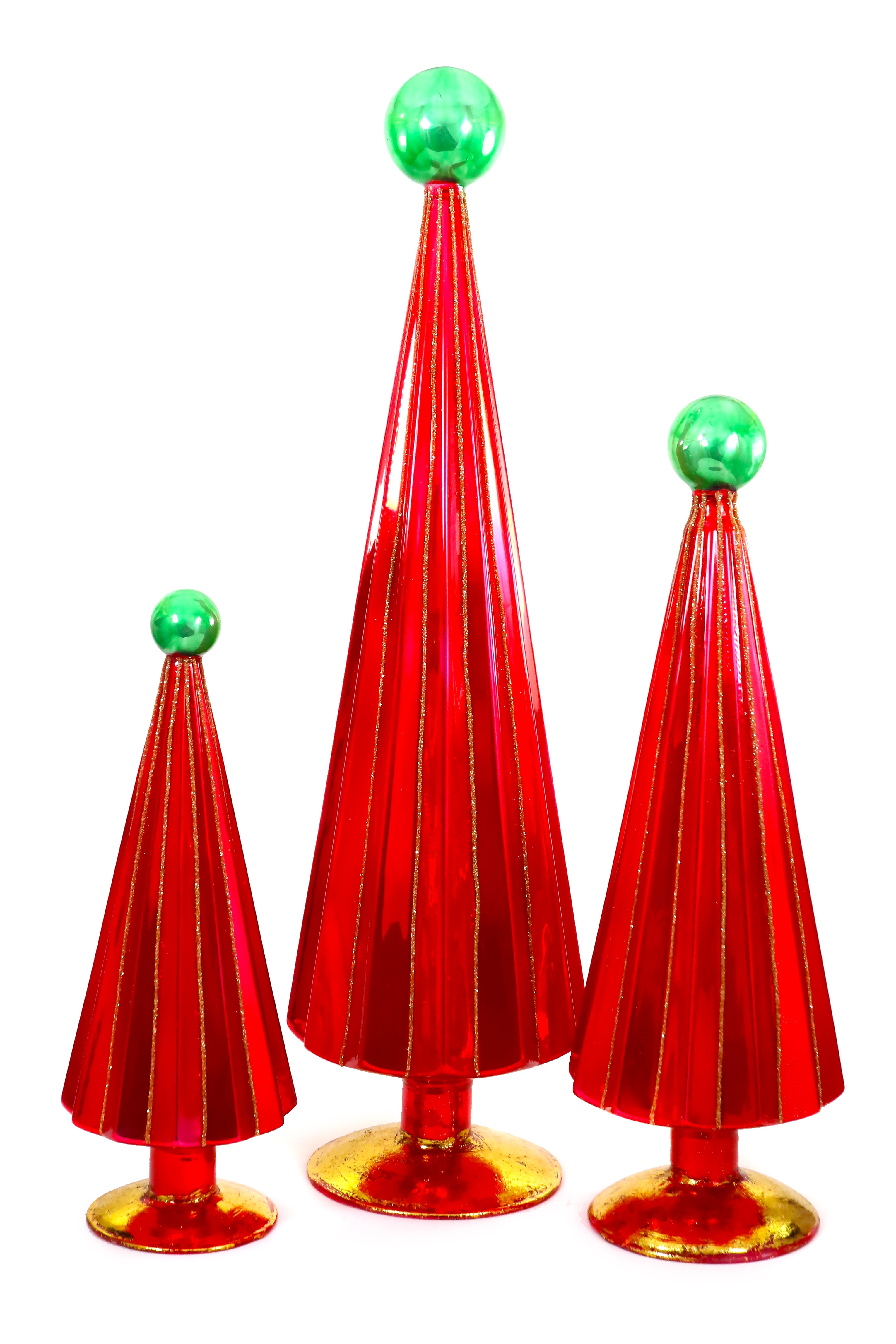 no.305 イソバナ珊瑚とフロストツリー Red and Green Tree, Set of 3 | Paperless Post Party Shop