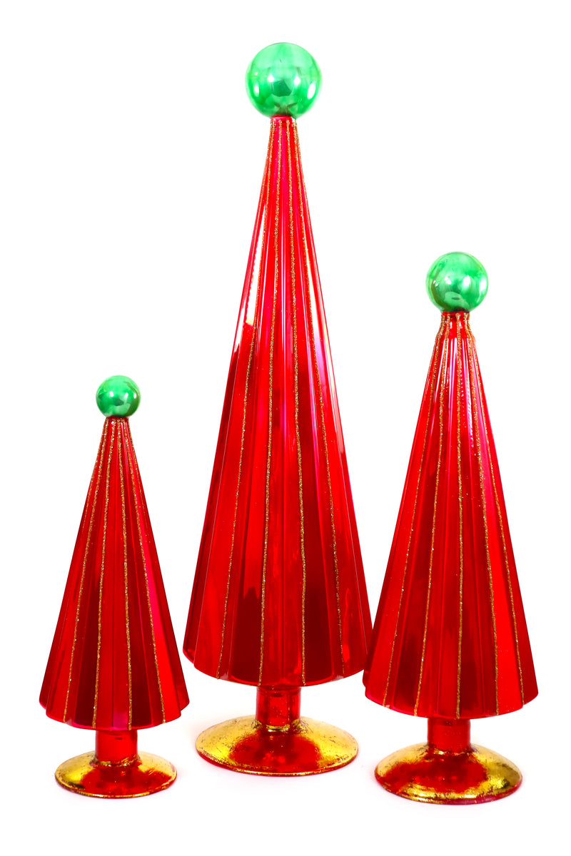 Red and Green Tree, Set of 3