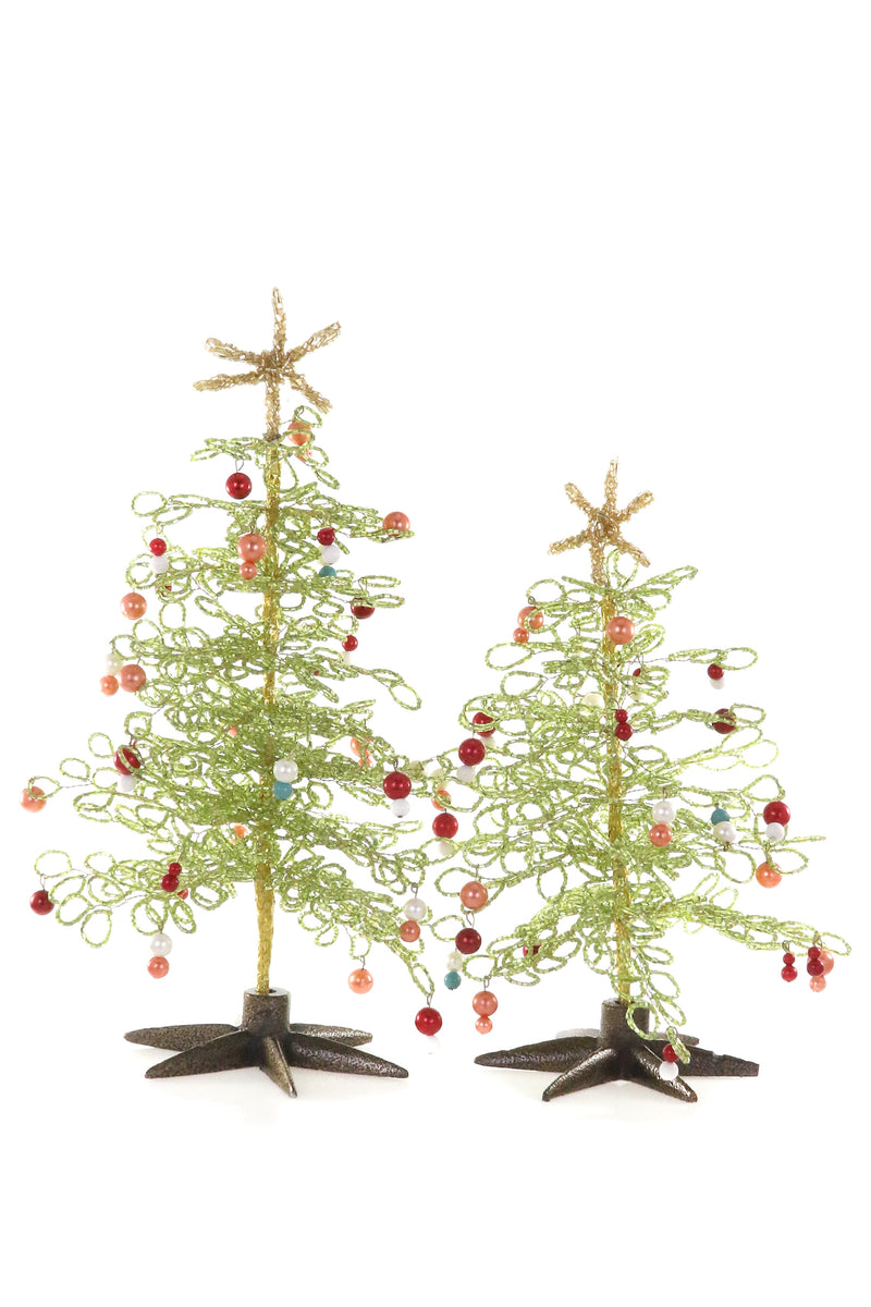 Beaded Trees-Chartreuse, Set of 2