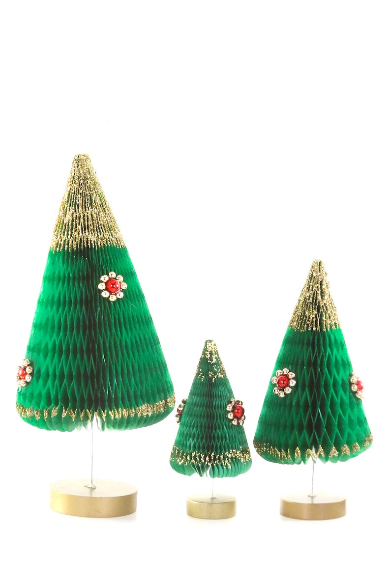 Honeycomb Trees-Green, Set of 3