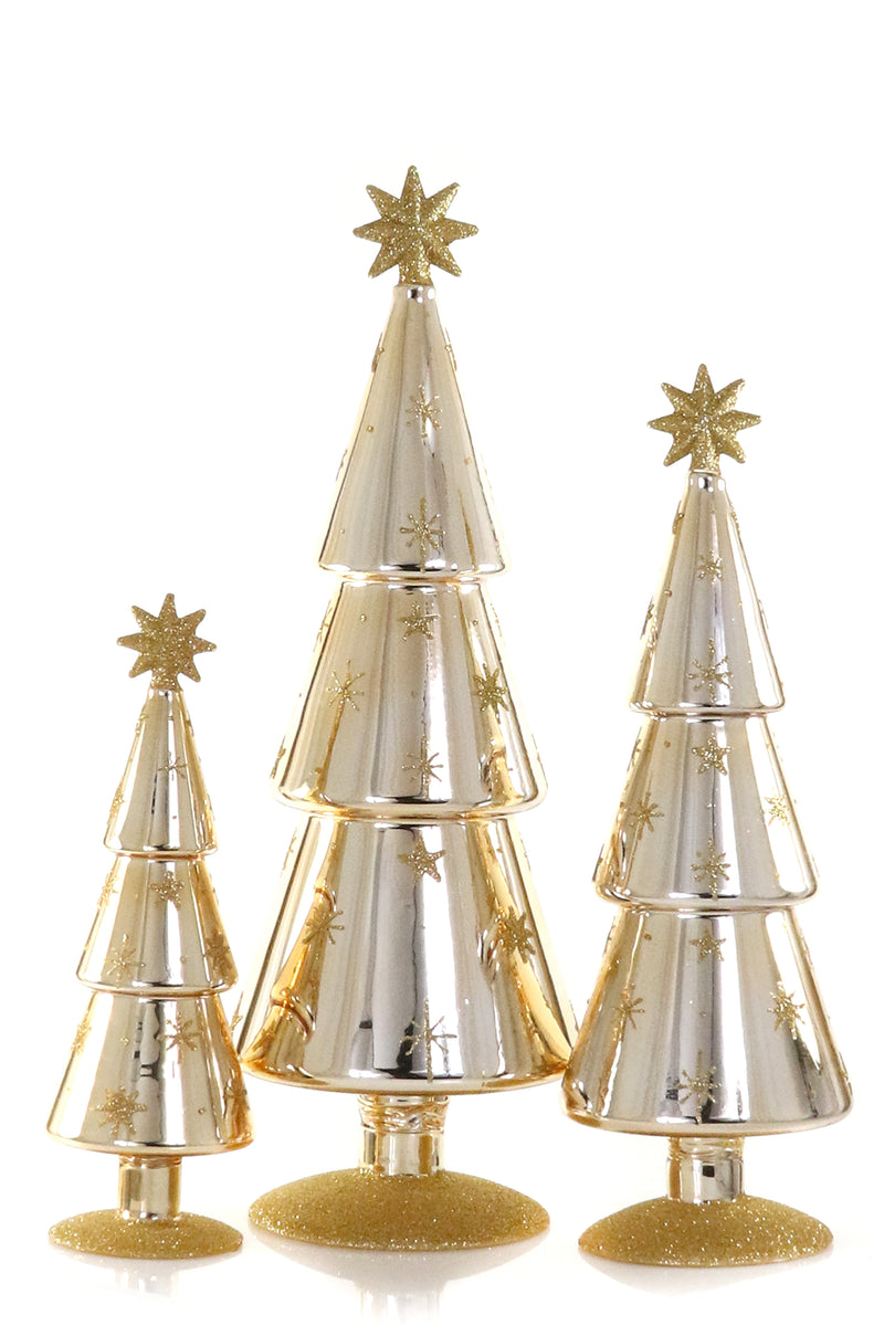 Festive Alpine Trees-Gold, Set of 3