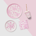 Pink Toile Large Plates, 10 per pack