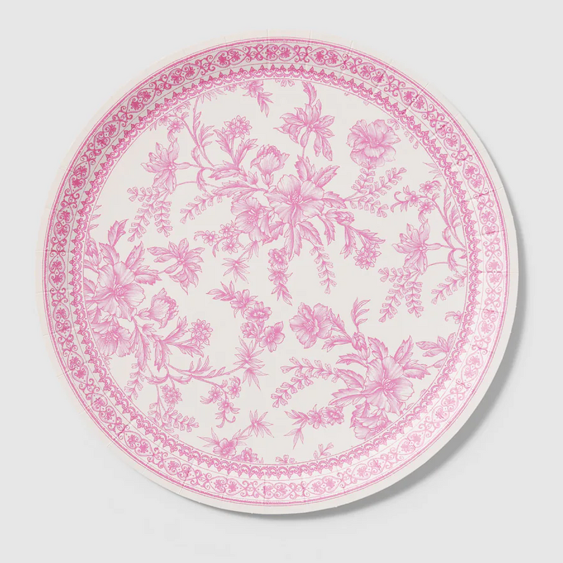 Pink Toile Large Plates, 10 per pack