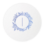 Floral Border Initials Coasters, Blue Foil