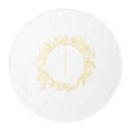 Floral Border Initials Coaster, Gold Foil