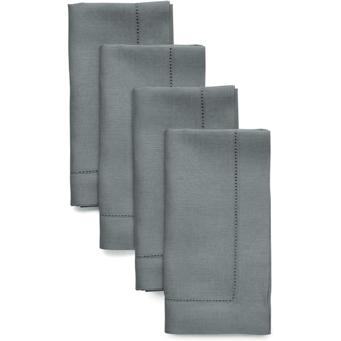 Classic Hemstitch Dark Grey Napkins Set of 4