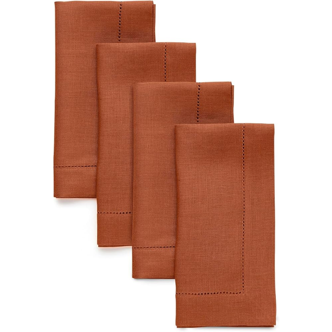 Classic Hemstitch Cinnamon Napkins Set of 4