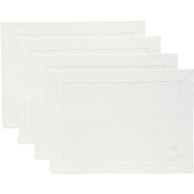 Classic Hemstitch Ivory Placemats Set of 